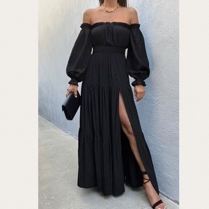 Black Tiered off shoulder maxi dress size L